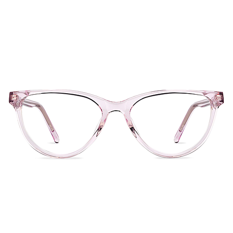 Buy Blue Block Screen Glasses: Pink Transparent Full Rim Cat Eye