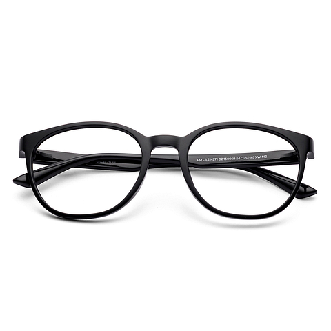 Lenskart BLU Screen Glasses Blue Block Zero Power Screen Glasses : Black Black Full Rim Round Lenskart Blu LB E14271-C2 left side