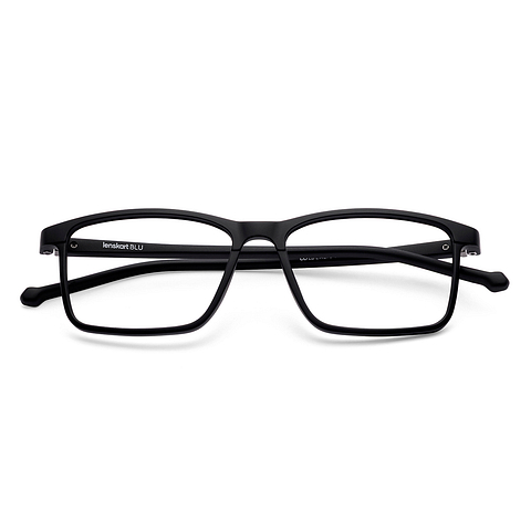 Lenskart BLU Screen Glasses Blue Block Zero Power Screen Glasses : Black Full Rim Rectangle Lenskart Blu LB E14270-C1 left side