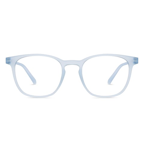 Lenskart Hustlr Screen Glasses Blue Block Zero Power Screen Glasses : Blue Sky Transparent Full Rim Square Lenskart HUSTLR LB E14058-W C3 right side