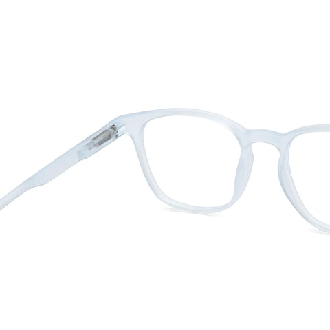 Lenskart Hustlr Screen Glasses Blue Block Zero Power Screen Glasses : Blue Sky Transparent Full Rim Square Lenskart HUSTLR LB E14058-W C3 left side