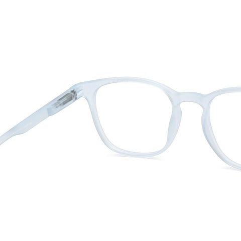 Lenskart Hustlr Screen Glasses Blue Block Zero Power Screen Glasses : Blue Sky Transparent Full Rim Square Lenskart HUSTLR LB E14058-W C3 left side