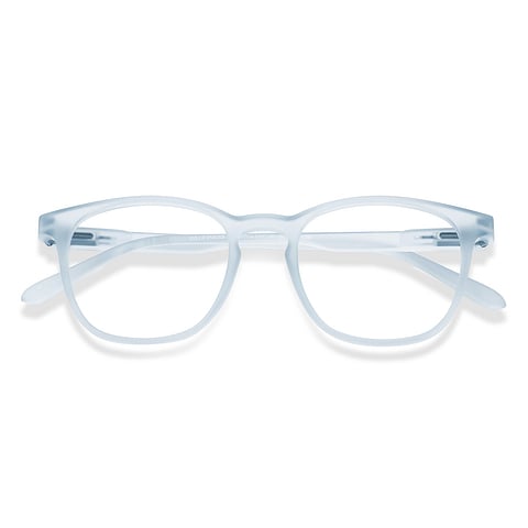 Lenskart Hustlr Screen Glasses Blue Block Zero Power Screen Glasses : Blue Sky Transparent Full Rim Square Lenskart HUSTLR LB E14058-W C3 left side