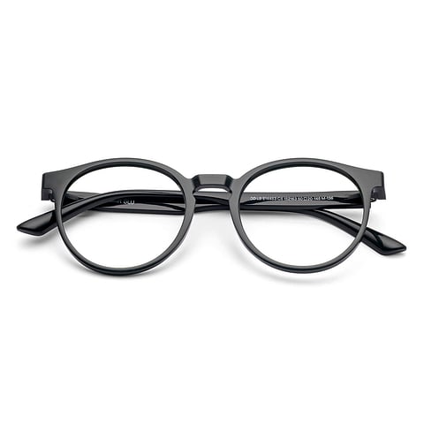 Lenskart BLU Screen Glasses Blue Block Zero Power Screen Glasses : Dark Green Full Rim Round Lenskart Blu LB E14453-C5 left side