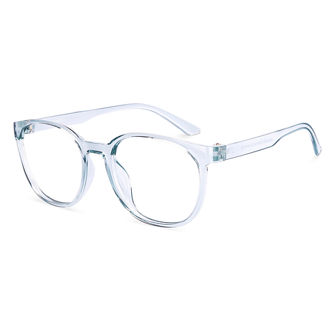 Lenskart BLU Screen Glasses Blue Block Zero Power Screen Glasses : Gray Transparent Blue Full Rim Round Lenskart BLU LB E14061-C1 right side