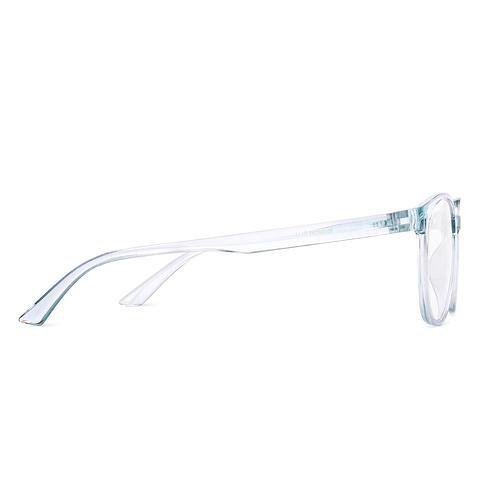 Lenskart BLU Screen Glasses Blue Block Zero Power Screen Glasses : Gray Transparent Blue Full Rim Round Lenskart BLU LB E14061-C1 left side