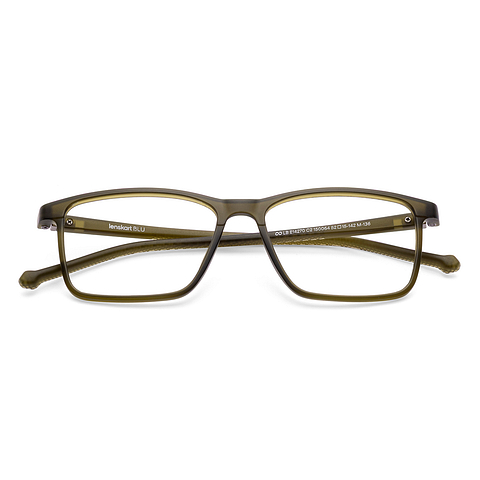 Lenskart BLU Screen Glasses Blue Block Zero Power Screen Glasses : Green Full Rim Rectangle Lenskart Blu LB E14270-C2 left side