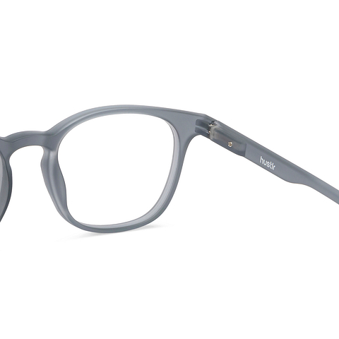 Lenskart Hustlr Screen Glasses Blue Block Zero Power Screen Glasses : Grey Stone Full Rim Square Lenskart HUSTLR LB E14058-XW C2 left side