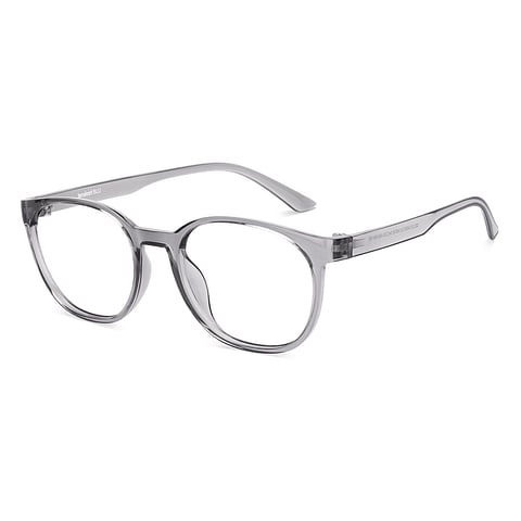 Lenskart BLU Screen Glasses Blue Block Zero Power Screen Glasses : Grey Transparent Grey Full Rim Round Lenskart Blu LB E14061-C3 left side