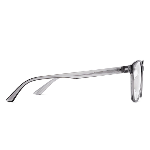 Lenskart BLU Screen Glasses Blue Block Zero Power Screen Glasses : Grey Transparent Grey Full Rim Round Lenskart Blu LB E14061-C3 left side