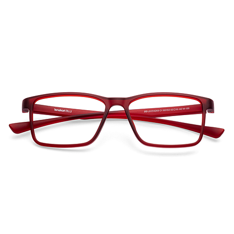 Lenskart BLU Screen Glasses Blue Block Zero Power Screen Glasses : Maroon Full Rim Rectangle Lenskart Blu LB E14283-C1 left side