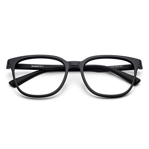 Lenskart BLU Screen Glasses Blue Block Zero Power Screen Glasses : Matte Black Full Rim Square Lenskart BLU LB E13740-C1 left side