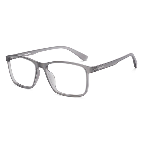 Lenskart BLU Screen Glasses Blue Block Zero Power Screen Glasses : Matte Grey Transparent Full Rim Rectangle Lenskart Blu LB E13738-C2 left side
