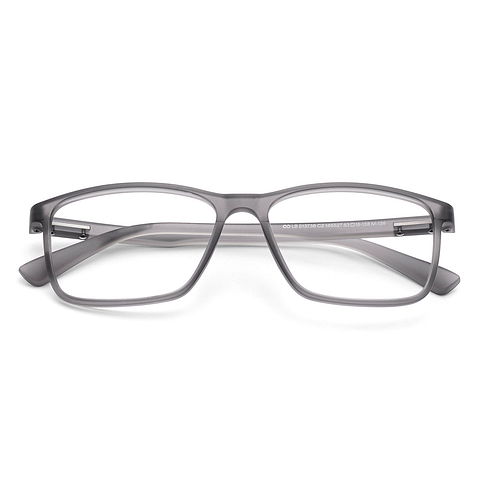 Lenskart BLU Screen Glasses Blue Block Zero Power Screen Glasses : Matte Grey Transparent Full Rim Rectangle Lenskart Blu LB E13738-C2 left side