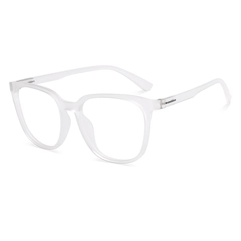 Lenskart BLU Screen Glasses Blue Block Zero Power Screen Glasses : Matte Transparent Full Rim Square Lenskart Blu LB E13740-C2 left side