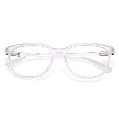 Lenskart BLU Screen Glasses Blue Block Zero Power Screen Glasses : Matte Transparent Full Rim Square Lenskart Blu LB E13740-C2 left side