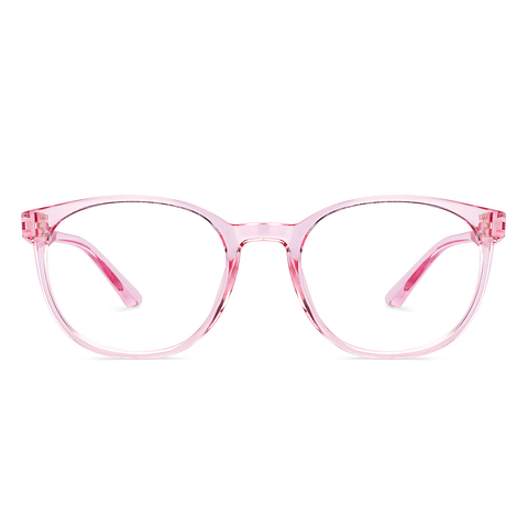 Lenskart BLU Screen Glasses Blue Block Zero Power Screen Glasses : Pink Transparent Pink Full Rim Round Lenskart Blu LB E14061-C2 right side