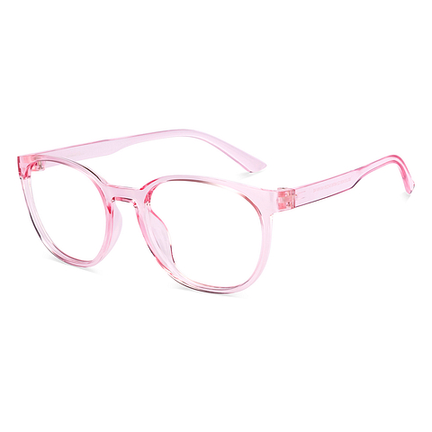 Lenskart BLU Screen Glasses Blue Block Zero Power Screen Glasses : Pink Transparent Pink Full Rim Round Lenskart Blu LB E14061-C2 left side