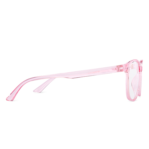 Lenskart BLU Screen Glasses Blue Block Zero Power Screen Glasses : Pink Transparent Pink Full Rim Round Lenskart Blu LB E14061-C2 left side