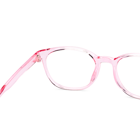 Lenskart BLU Screen Glasses Blue Block Zero Power Screen Glasses : Pink Transparent Pink Full Rim Round Lenskart Blu LB E14061-C2 right side