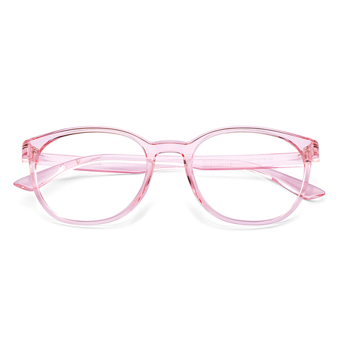 Lenskart BLU Screen Glasses Blue Block Zero Power Screen Glasses : Pink Transparent Pink Full Rim Round Lenskart Blu LB E14061-C2 left side