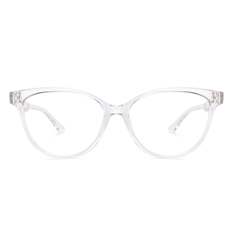 Lenskart BLU Screen Glasses Blue Block Zero Power Screen Glasses : Transparent Full Rim Cat Eye Lenskart Blu LB E14452-C2 right side