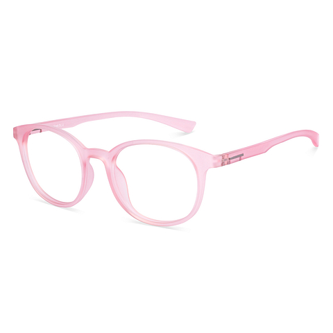 Lenskart BLU Screen Glasses Blue Block Zero Power Screen Glasses: Matte Pink Transparent Full Rim Round Lenskart Blu LB E13736-C3 left side