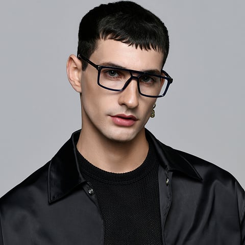 Lenskart Studio Online Sky Blue Full Rim Geometric right side