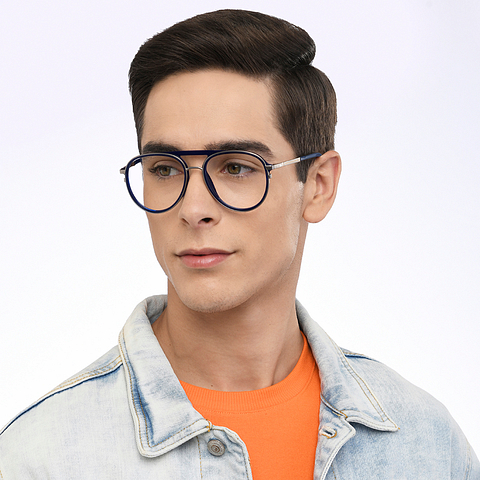 Lenskart Studio Online Sky Blue Full Rim Aviator right side