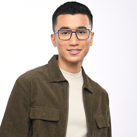 Lenskart Studio Online Sky Blue Full Rim Square left side