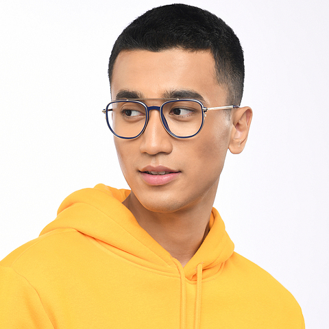 Lenskart Studio Online Sky Blue Full Rim Square left side