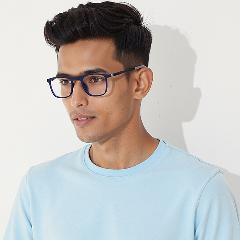 Lenskart Air Navy Blue Full Rim Rectangle left side