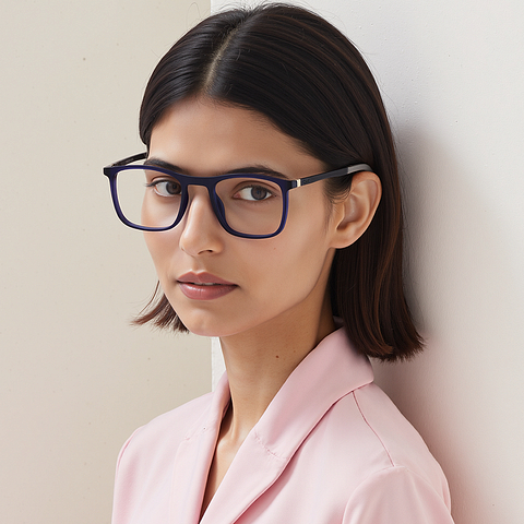 Lenskart Air Navy Blue Full Rim Rectangle left side