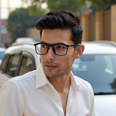 Lenskart Air Navy Blue Full Rim Rectangle left side