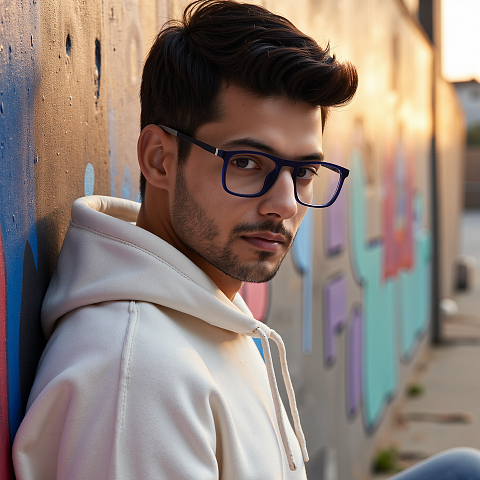 Lenskart Air Navy Blue Full Rim Rectangle left side