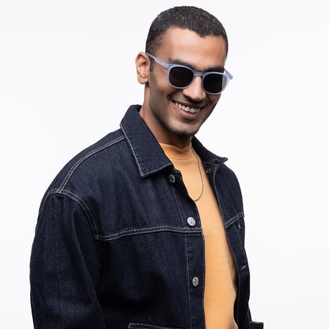 Lenskart Hustlr Blue sky Full Rim Square left side