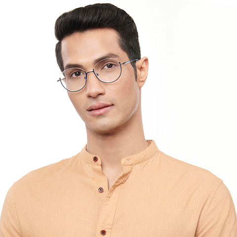 Lenskart Studio Online Sky Blue Half Rim Round right side