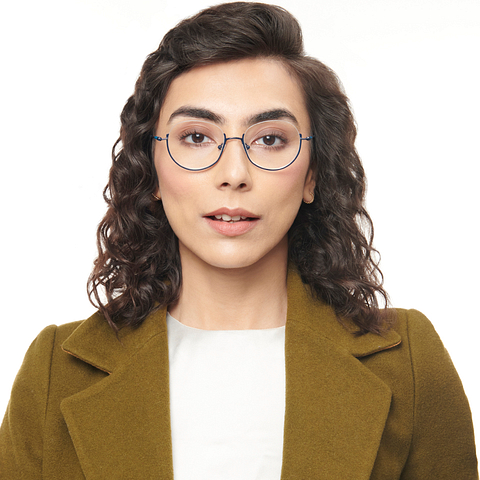 Lenskart Studio Online Sky Blue Half Rim Round right side