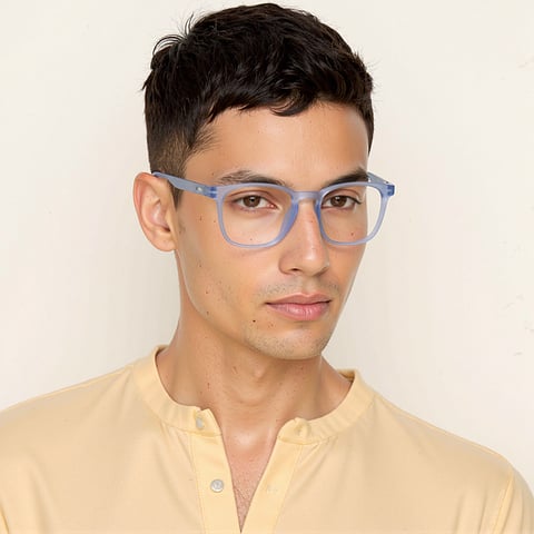 Lenskart Hustlr Screen Glasses Blue Block Zero Power Screen Glasses : Blue Sky Full Rim Square Lenskart HUSTLR LB E14058-N C1 right side