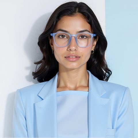 Lenskart Hustlr Screen Glasses Blue Block Zero Power Screen Glasses : Blue Sky Full Rim Square Lenskart HUSTLR LB E14058-N C1 right side