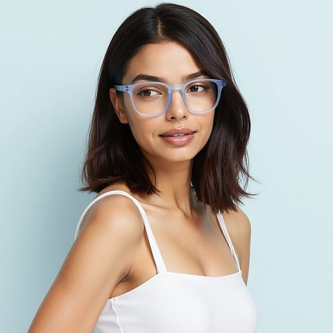 Lenskart Hustlr READERS Blue sky Full Rim Square right side