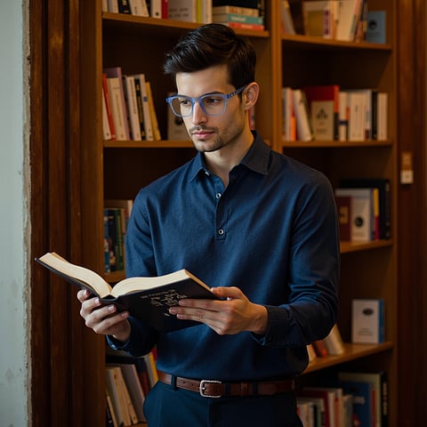 Lenskart Hustlr READERS Blue sky Full Rim Square left side