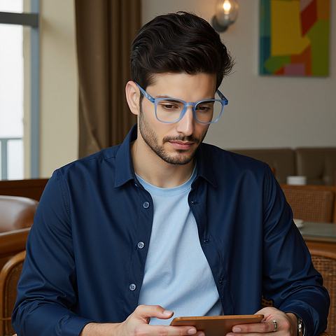 Lenskart Hustlr READERS Blue Sky Full Rim Square Lenskart Hustlr READERS LH R17369 Only for 1 25 Prefitted Powers right side