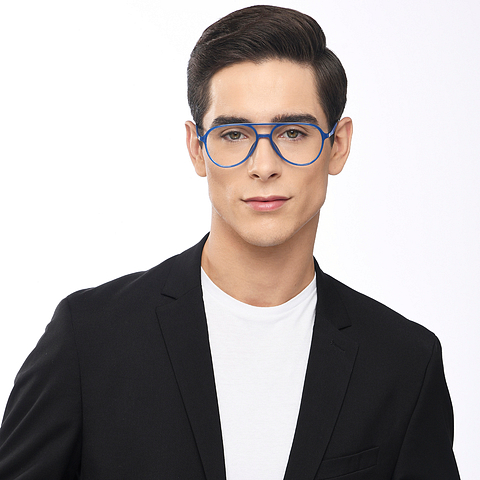 Lenskart Air Online Blue Transparent Full Rim Aviator right side