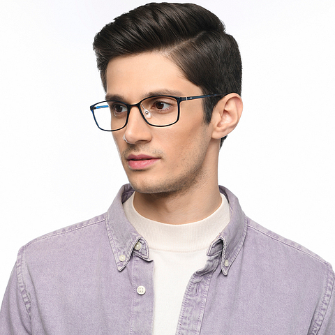 Lenskart Air Blue Transparent Full Rim Rectangle left side