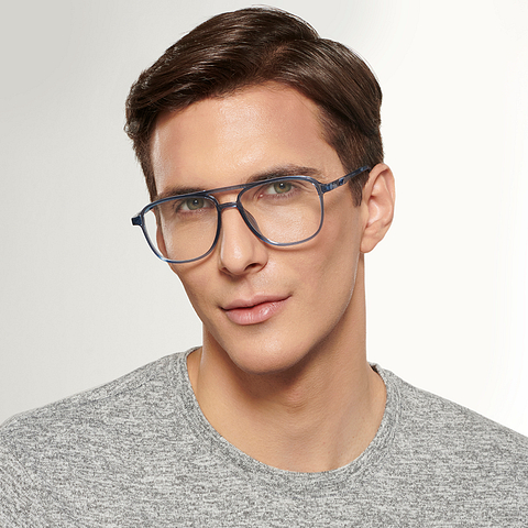Lenskart Air Blue Transparent Full Rim Square left side
