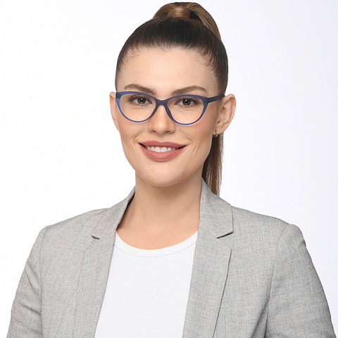 Lenskart Air Online Blue Transparent Full Rim Cat Eye left side
