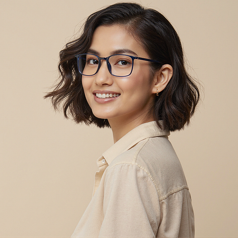 Lenskart Air Blue Transparent Full Rim Rectangle left side
