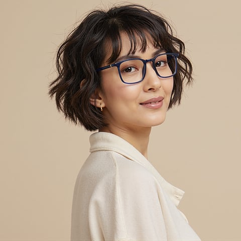 Lenskart Air Blue Transparent Full Rim Rectangle right side