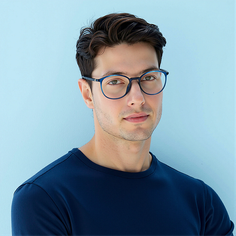 Lenskart Air Blue Transparent Full Rim Round left side Lenskart Air Blue Transparent Full Rim Round left side